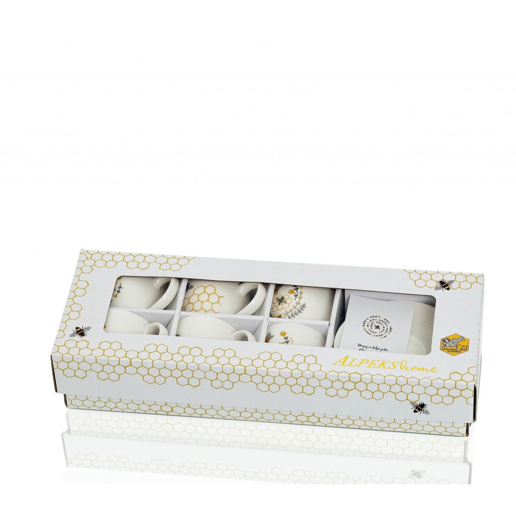 Table accessories - Set of 6 white coffee cups with bees