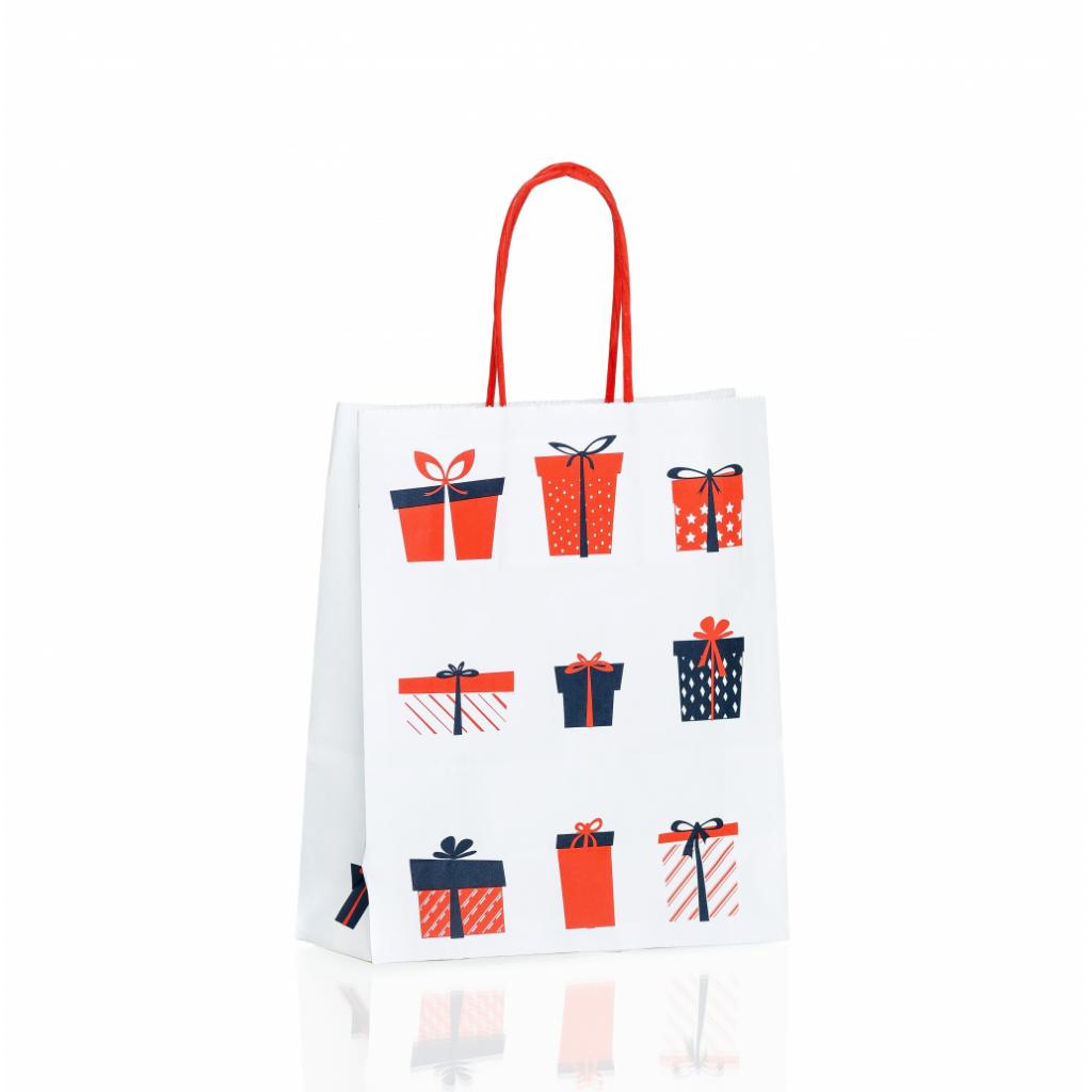 Geschenktüten aus Papier - Geschenktüte X-Mas + roter Griff