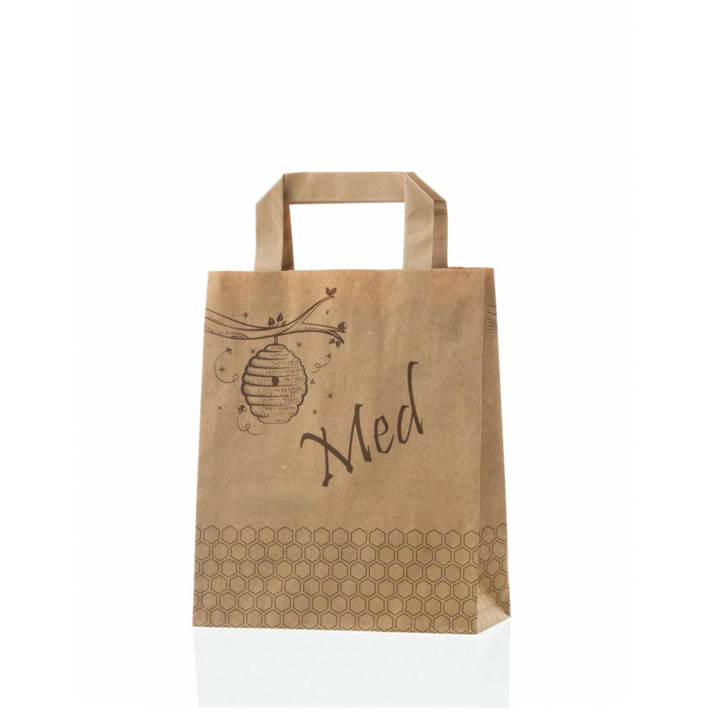 Za čebelarje - Papirnata vrečka med-panj natur široki ročaj