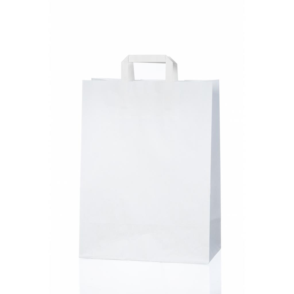 Geschenktüten aus Papier - Papiertüte weiß (flacher Griff)
