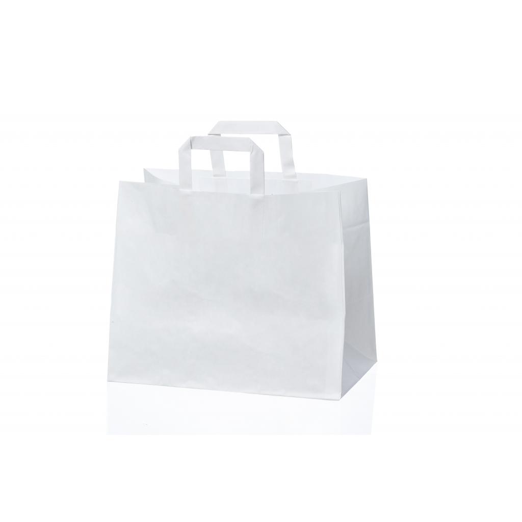 Papirnate darilne vrečke - Vrečka  Snack ( raven ročaj ) bela