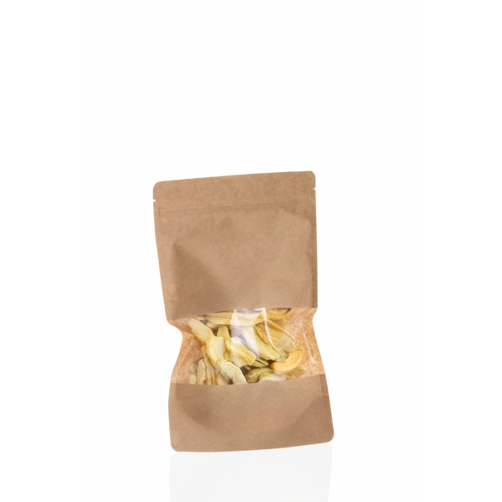 Flour bags, bread bags - Brown bag with a zipper + transparent window